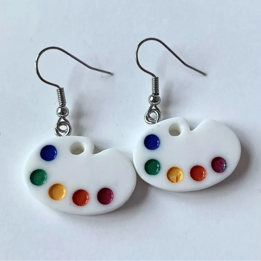 Art Paint Earrings / Gift Teacher Theme School Fun
